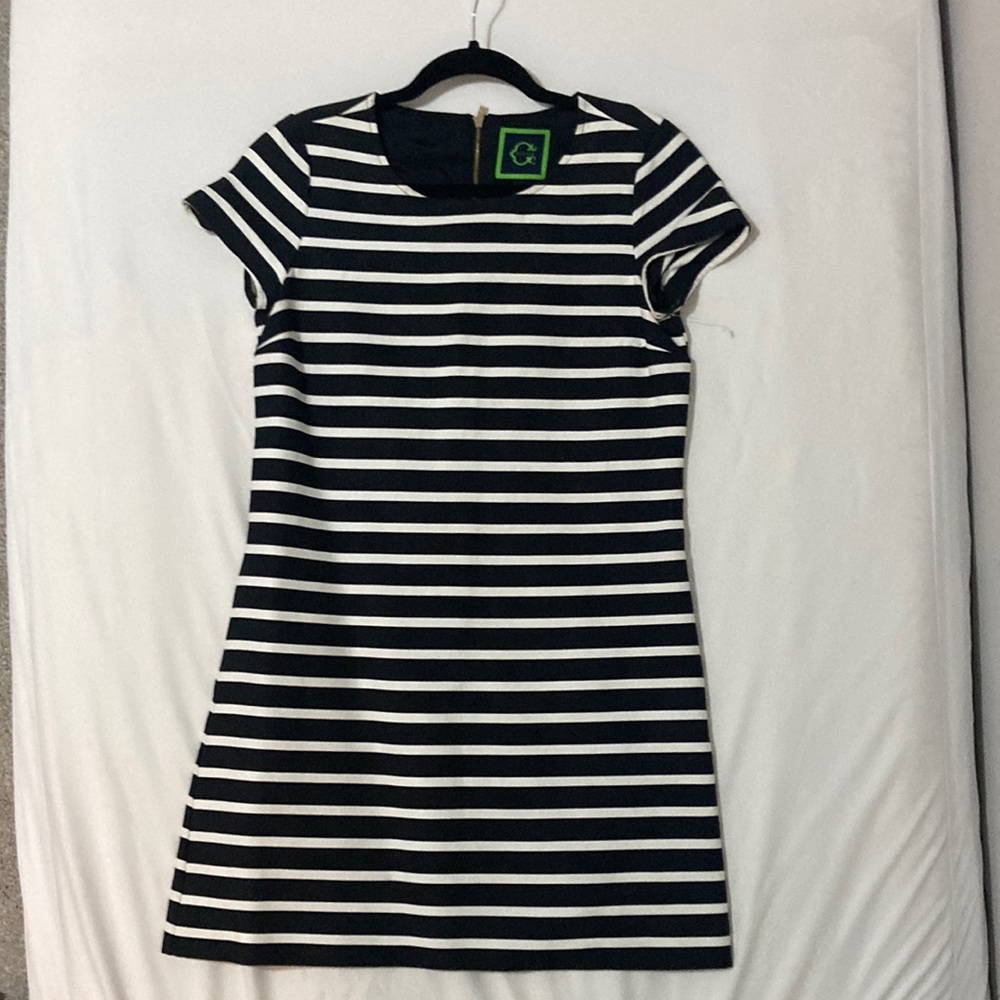 C WONDER : Navy/White Stripe Short Sleeve Dress : XS New no tag